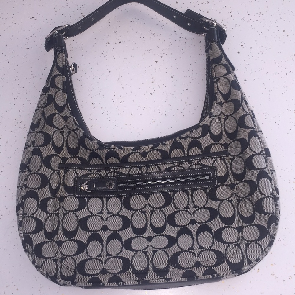 Coach Black/White Signature Print Purse